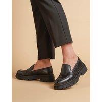 Leather Chunky Slip On Loafers