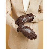 Jones Bootmaker Leather Woven Detail Warm Lined Gloves Brown