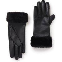 Leather Faux Fur Cuffed Warm Lined Gloves