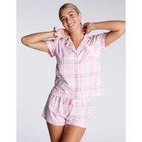 Fleece Checked Shortie Pyjama Set With Gift Bag