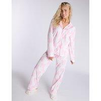 Fleece Bow Print Pyjama Set With Gift Bag