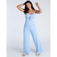 Ribbed Frill Detail Pyjama Set