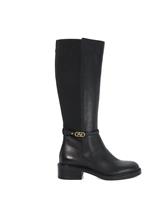 Dune London Leather Flat Knee High Boots Black