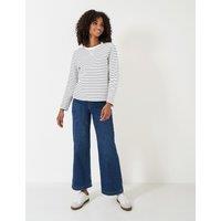 Crew Clothing Cotton Rich Striped Sweatshirt White Mix