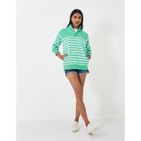 Cotton Rich Striped Funnel Neck Sweatshirt