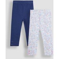 2pk Cotton Rich Floral & Plain Leggings (6 Mths - 6 Yrs)