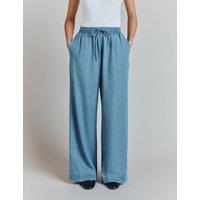 Denim Elasticated Waist Wide Leg Trousers