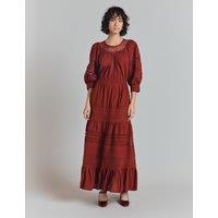Pure Cotton Embroidered Midi Tiered Dress