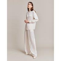 Ghost Satin Drawstring Wide Leg Trousers Ivory