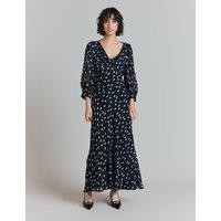 Polka Dot Cowl Neck Maxi Smock Dress