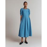 Denim Puff Sleeve Midaxi Tea Dress