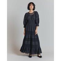Pure Cotton Embroidered Midi Tiered Dress