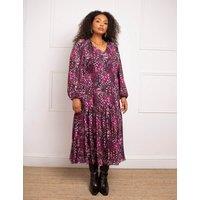 Printed V-Neck Midaxi Tiered Dress