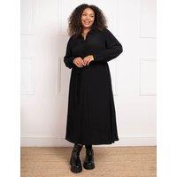 Button Front Belted Midi Shirt Dress