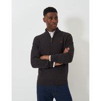 Crew Clothing Pure Cotton Half Zip Jumper Charcoal