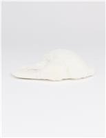 Faux Fur Crossover Slider Slippers