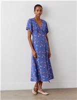 Floral V-Neck Midi Tea Dress