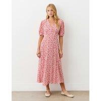 Floral V-Neck Midi Tea Dress