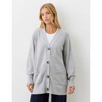 Finery London Cotton Rich V-Neck Button Front Cardigan Grey
