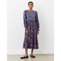 Floral Shired Midi Smock Dress
