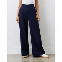 Finery London Elasticated Waist Wide Leg Trousers Navy