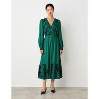 Floral V-Neck Midi Smock Dress