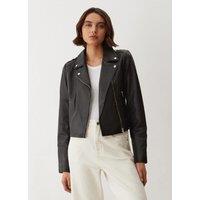 Finery London Leather Biker Jacket Black