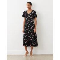 Floral V-Neck Midi Tea Dress