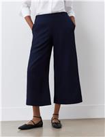 Finery London Wide Leg Cropped Trousers Navy