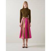 Striped Jacquard Midi A-Line Skirt