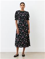 Finery London Floral Midi Tea Dress Black Mix