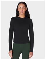 Sweaty Betty Essential Sculpt Cotton Rich Crew Neck Top Chambray