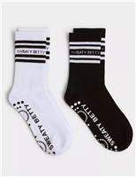 2pk Ankle Gripper Cotton Rich Socks