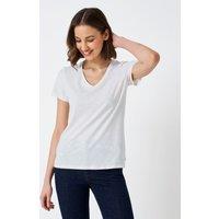 Crew Clothing Pure Cotton Striped T-Shirt White