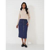 Denim Button Front Midi Skirt