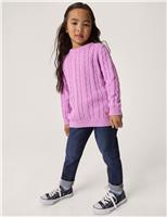 Crew Clothing Pure Cotton Cable Knit Jumper (3-12 Yrs) Purple
