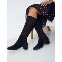 Suede Block Heel Knee High Boots