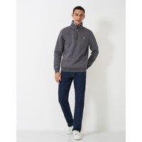 Crew Clothing Cotton Rich Funnel Neck Half Zip Sweatshirt Charcoal