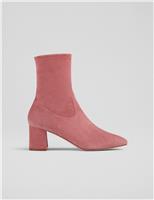 Suede Block Heel Ankle Boots