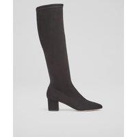 Suede Block Heel Knee High Boots