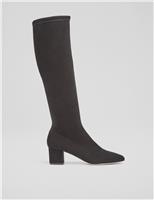 Suede Block Heel Knee High Boots