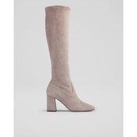 Suede Block Heel Knee High Boots