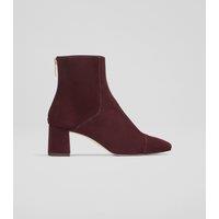 Suede Block Heel Square Toe Ankle Boots