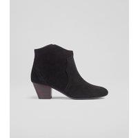 Suede Cow Boy Block Heel Ankle Boots