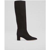 Suede Block Heel Knee High Boots