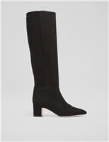 Suede Block Heel Knee High Boots