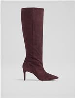 Suede Stiletto Heel Pointed Knee High Boots