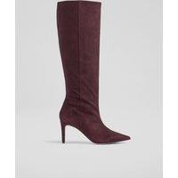 Suede Stiletto Heel Pointed Knee High Boots