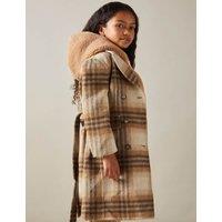 Wool Blend Checked Coat (4-14 Yrs)