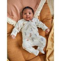 Pure Cotton Bear Print Zip Sleepsuit (7lbs-18 Mths)